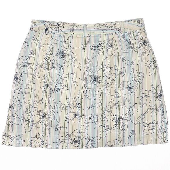 Tehama Skort Skirt Size 8 Womens Floral White Blue Zip Pocket Stretch 29x16.5 - Picture 3 of 9